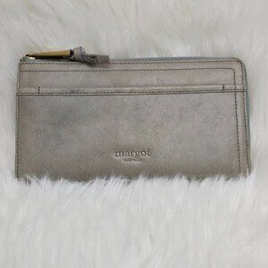Margot Leather Gabby Gray Large Zip Around Wallet
